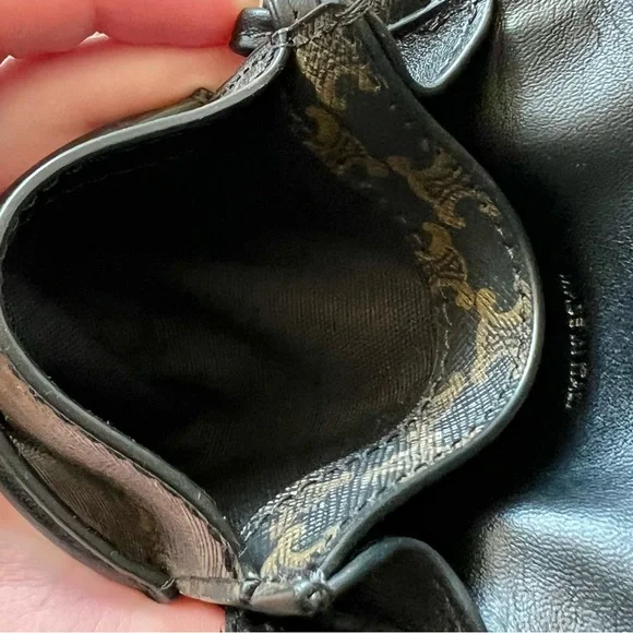 Celine × Hedi Slimane PHONE POUCH Bag WITH FLAP IN TRIOMPHE CANVAS AND LAMBSKIN - Picture 8 of 11